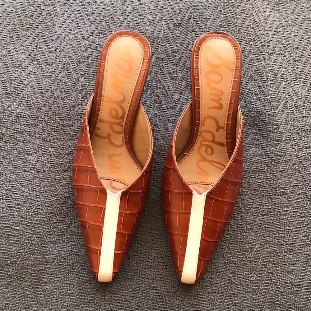 Sam Edelman Brown and Cream Kitten Heel Mule